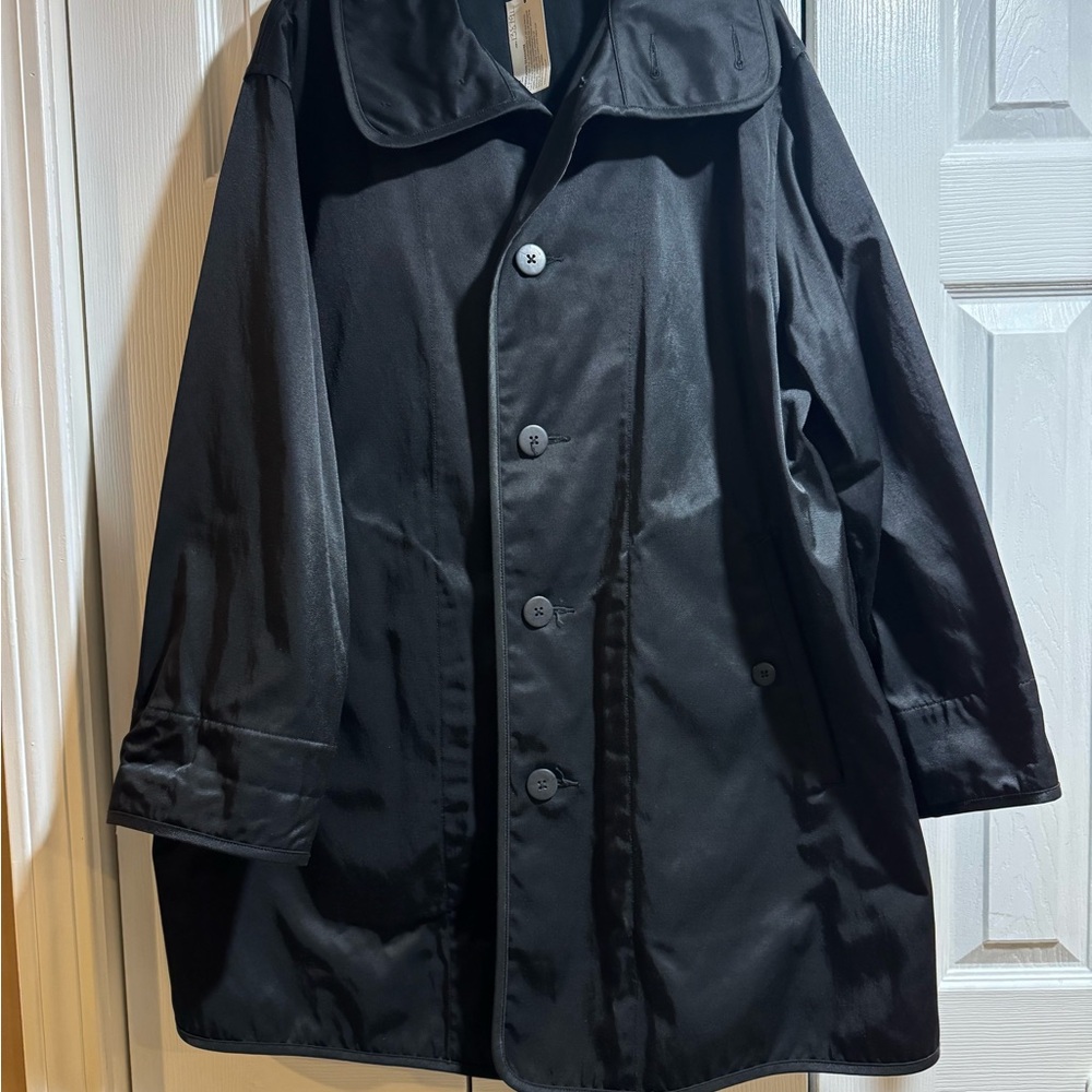 Vintage Designer Black Button Up Coat